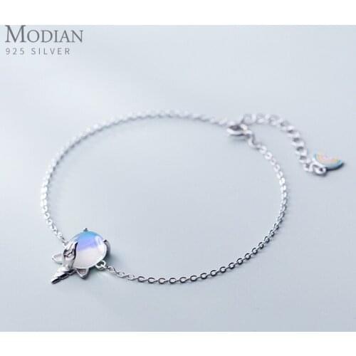 Modian New Brand Design Rainbow Color Crystal Unicorn Exquisite Jewelry For Women 100% 925 Sterling Silver Charm Chain Bracelet
