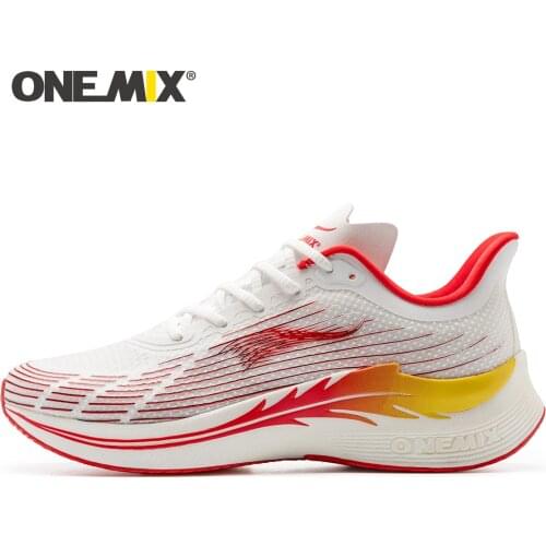 ONEMIX Men Breathable Mesh Running Shoes Lightweight Marathon Sport Shoes Walking Sneakers Tennis Outdoor Carbon Fibre Plate