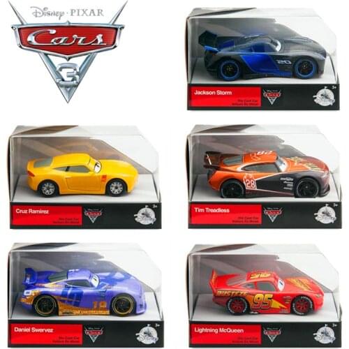 Original Disney Pixar Cars 3 Metal Car Model Lightning McQueen Toy Car Cruz Ramirez Black Storm Jackson Car Toys Children Gift