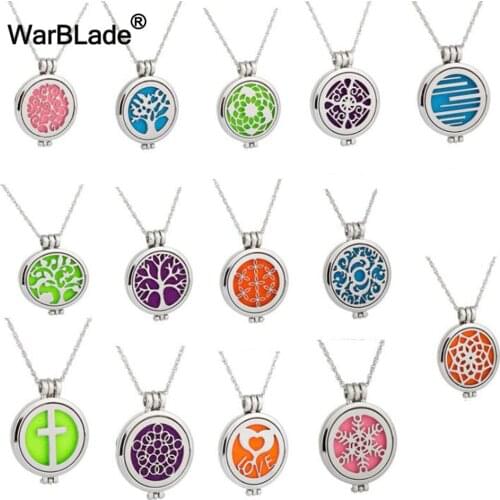 Tree Of Life Necklaces Stainless Steel Cross Aromatherapy Locket Pendant Perfume Essential Oil Diffuser Necklace Glowing In Dark