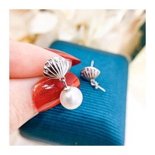 Charm DIY 925 Sterling Silver Earrings Findings Settings Base Mountings Parts Mounts for Coral Pearls Agate Crystal Stones Beads