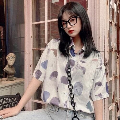 Womens Shirts Ulzzang Japanese Kawaii Ladies Vintage Loose Lazy Ins Casual Shirt Female Korean Harajuku Cute Clothes For Women