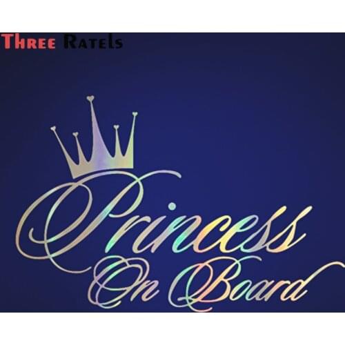 Three Ratels FD20 bike Car Sticker Princess Baby On Board Funny Car Decal Reflective Laser Vinyl Car Sticker 3D Car Styling