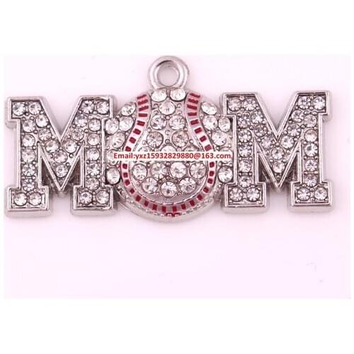 Mothers day jewelry zinc studded Heirloom finds baseball softball mom pave crystal pendant