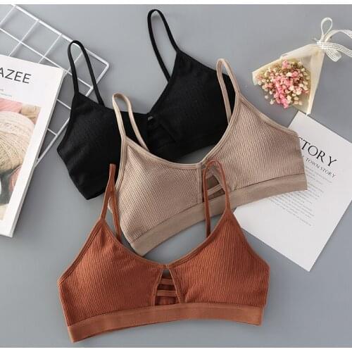 Ladies Cotton Bra Underwear Seamless Tube Top Brassiere Femme Front Hollow Out Lingerie Wire Free Intimates Dropshipping