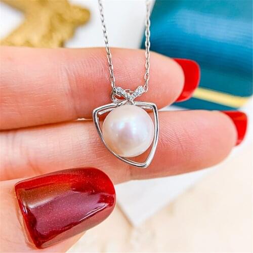 Factory Wholesale Real Solid S925 Sterling Silver Accessories DIY Jewelry Making Pearl Pendant For Women Charm Gift