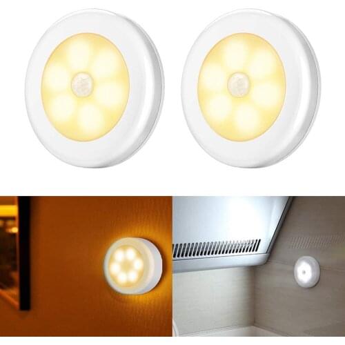 1/3/6Pcs Motion Sensor LED Night Lamp Wireless Magnetic Cabinet Light Battery Powered Closet Bedroom Wall Lamp Auto On/Off Lamp