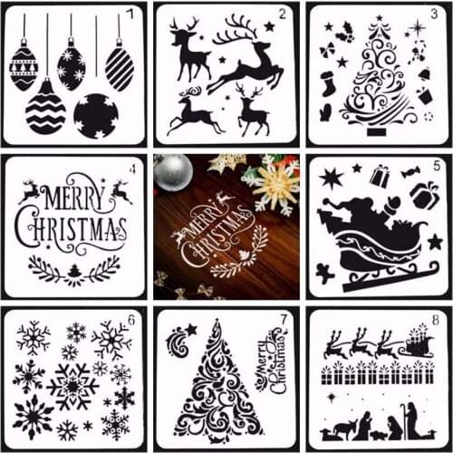 1PC Christmas DIY Craft Hollow Layering Stencils For Wall Painting Decorative