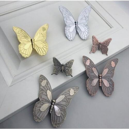 1pc Vintage Butterfly Handle Pull Knob Furniture Door Handles Cupboard Cabinet Knobs Kitchen Drawer Pull Handles Home Decoration
