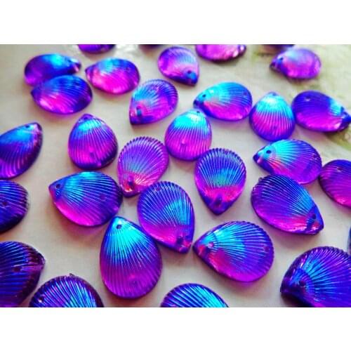 120pcs 10*14mm Sew On rhinestones Purple AB colour crystal water drop shape resin stones flatback strass gem stones