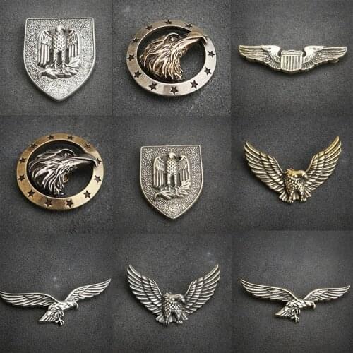Brass white copper cloth decorative buckle white brass locomotive air force badge Eagle decorative buckle Qianyi leather goods
