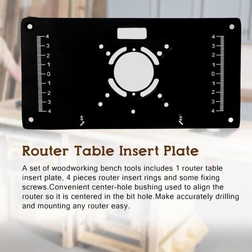 Router Table Insert Plate Woodworking Benches Aluminium Wood Router Trimmer Models Engraving Machine W/ 4 Rings Tools Router Jig