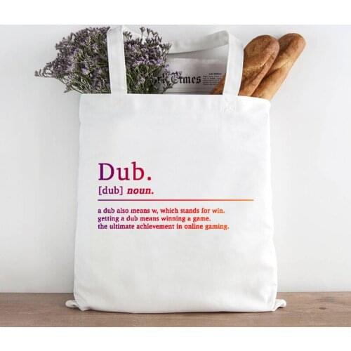 Gaming Print Canvas Tote Bag Inspirational Quotes Print Bag Bags Cartoon Bags Dub Definition Gifts for Her Print Teacher