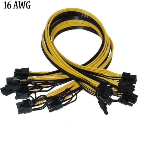6 Pcs 16AWG 6 Pin PCI-e To 8 Pin (6+2) PCI-e (Male To Male) GPU Power Cable For Graphic Cards Mining HP Server Breakout Board