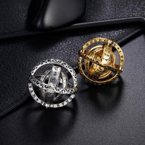 Cool Alloy Openable Men Ring High Quality Astronomical Ball Punk Women Jewelry for Party Gift Vintage Anniversary Ring Creative
