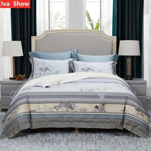 100 Branches Horse Cotton Four-Piece Bedding Set Queen King Size High End digital National Wind Printing Bed Sheet Bedclothes