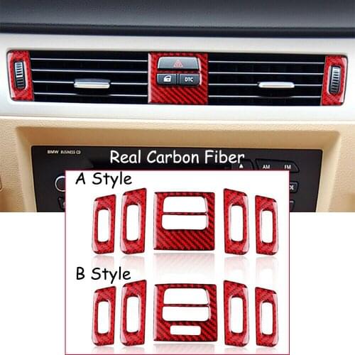 Red Carbon Fiber Central Air Vent Pulley Trim For BMW 3 Series E90/92/93 2005-12