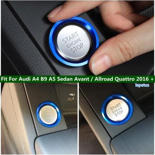Lapetus Start Stop Engine Push Button Frame Key Ring Cover Trim Fit For Audi A4 B9 A5 Sedan Avant / Allroad Quattro 2016 - 2020