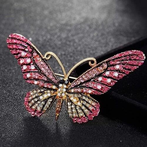 Cute Pink Butterfly Brooch Jewelry For Women Enamel Brooches Corsage Fashion womens Brand Wedding Brooches Bouquet Scarf Pins