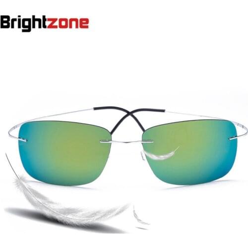 100% Titanium Rimless sunglasses Polaroid super Light Brand Designer Rimless Polaroid Gafas Men Polarized Sun Glasses Eyewear