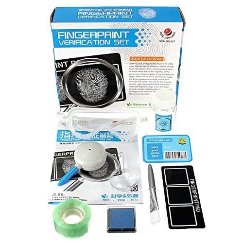 Fingerprint Set Detective experiments toy with stamp pads Magnifier Brush