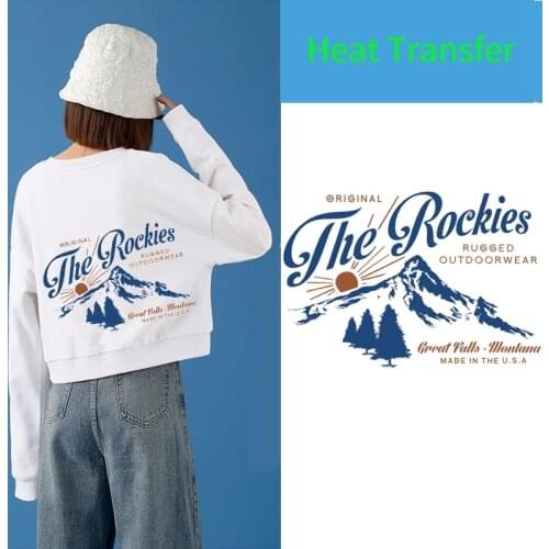 Rockies mountain sunrise heat transfer ironing decorative stickers on clothes washable vinyl DIY clothes accessories