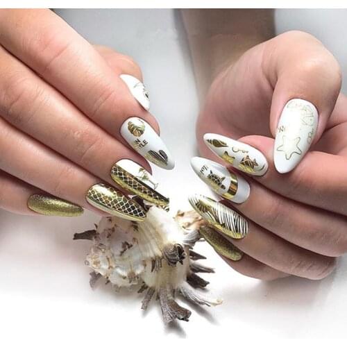 2020 New 3D Nail Art Stickers Bohemia Black White Gold Animal Image Nails Stickers for Nails Sticker Decorations Manicure Z348