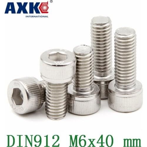 Parafuso Free Shipping Axk 10pcs/lot Metric Thread Din912 M6x40 Mm M6*40 304 Stainless Steel Hex Socket Head Cap Screw Bolts
