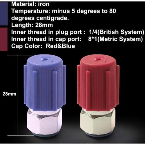 2Pcs Car Refrigerant R12 Thread Convert R134A Adapter A/C Fittings Can Tap Connector H/L 1/4" R12 to R134a Adapter