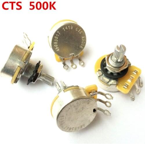 1Pcs CTS A500K B500K Guitar series 500K Metal Knurled Shaft Audio Potentiometers For Electric Guitar Bass 450S Pot