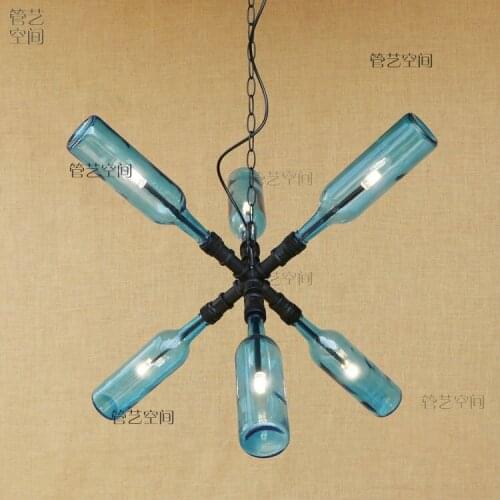 Retro wind water pipe LED pendant lights bedroom study industrial corridor LED energy-saving lamp glass pendant lamps ZA GY273