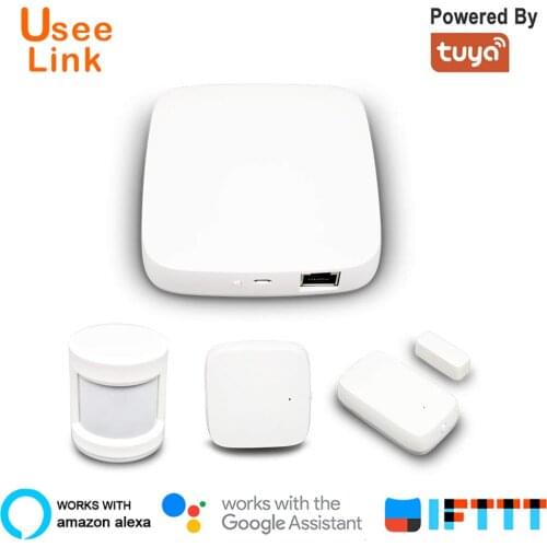UseeLink Smart Home Automation Scene Security Alarm Kit Zigbee Hub PIR Sensor Door Sensor Temperature and Humidity Sensor Tuya