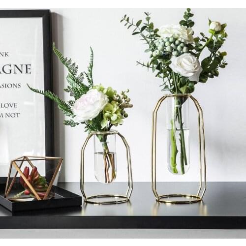 Vases for Flowers Transparent Hydroponic Glass Vase Gold Vase Home Decoration Accessories Modern Nordic Living Room Decoration