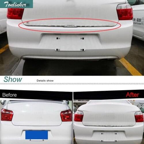 Tonlinker Cover Case Stickers for CITROEN C-Elysee 2014-17 Car Styling 1 PCS stainless steel car trunk door cover case sticker