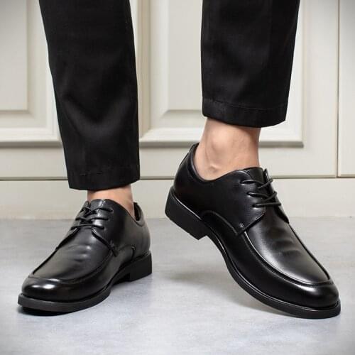 Men Leather Dress shoes Formal Elegant Classic Business Wedding Social Male Fashion Flat Derby Footwear Party Lace Up