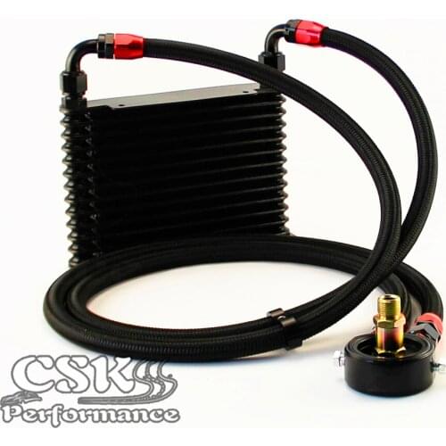 Universal 13 Row AN10 Oil Cooler 260x175x32mm Kit For track / project / race Black