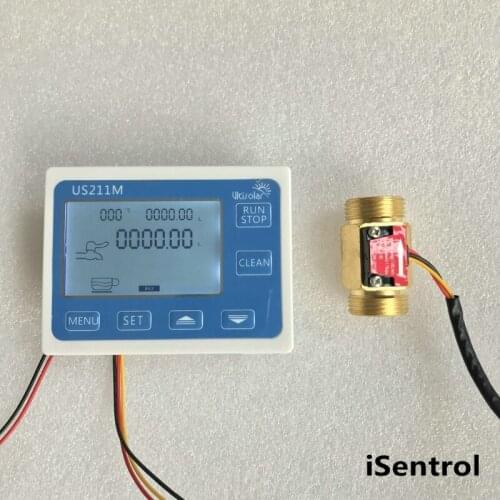 US211M Flowmeter and YF-B5 Water Water Flow Sensor 2-45L/min G3/4" Flow Displayer Totaliser Cheap Flow Meter