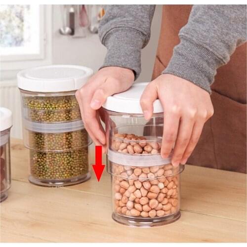Pressure Vacuum Seal Tank Food Storage Box Plastic Clear Container Set with Pour Lids Kitchen Storage Bottles Jars Dried Grains