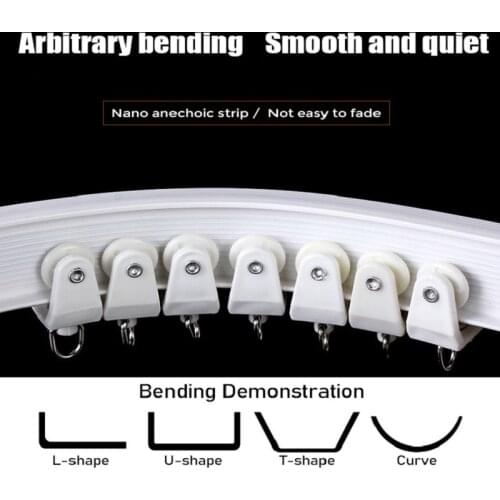 1-3 Meter Double Curtain Track Curved Rail Balcony Window Slide Rail Roman Bar Guide Rail Bendable Curtain Track Pole Accessory