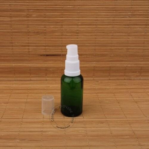 10pcs/Lot Promotion High Quality 30ml Glass Essential Oil Bottle White Lotion Pump Lid Refillable Jar Women Makeup Packaging