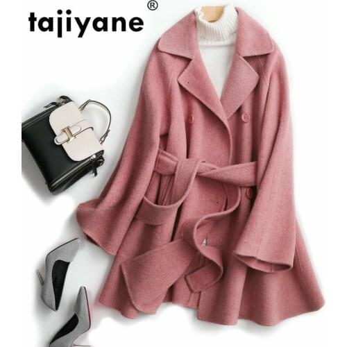 100% Coat Wool Spring Autumn Jacket Women Clothes 2021 Pink Korean Elegant Solid Color Coats Female Jacket Outerwear ZT2243