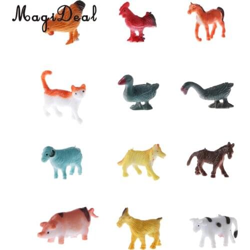 12Pcs/Pack Plastic Farm Animal Models Kids Children Baby Educational Toy Party Bag Fillers Home Desk Decoration