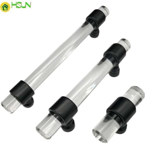 2 pcs Nordic simple acrylic bar black head transparent handle Japanese American cabinet door handle light luxury