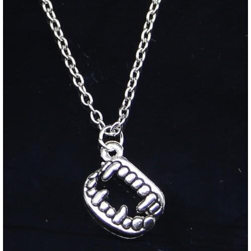20pcs New Fashion Necklace 17x12mm vampire dracula fangs teeth halloween Pendants Short Long Women Men Gift