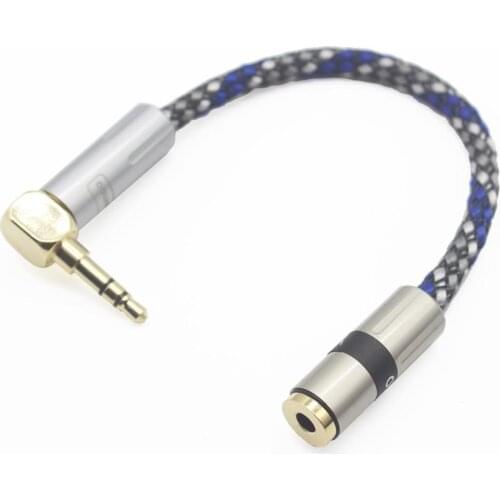 [ 3.5mm Right Angle ] 3.5mm Male to 3.5mm Balanced 4 Pole Female 8 Core Silver Plated Headphone Earphone Audio Adapter Cable New