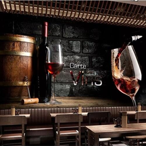 Custom 3D Wall Mural European Style Retro Wine Winery Brick Background Wallpaper Restaurant Cafe Decor Papel De Parede 3D Sala