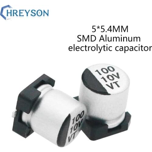 50Pcs 5*5.4 SMD Aluminum Electrolytic Capacitor Kit 16V 25V 35V 50V 63V 10V 100UF 47UF 33UF 22UF 10UF Full Values Assorted Sets