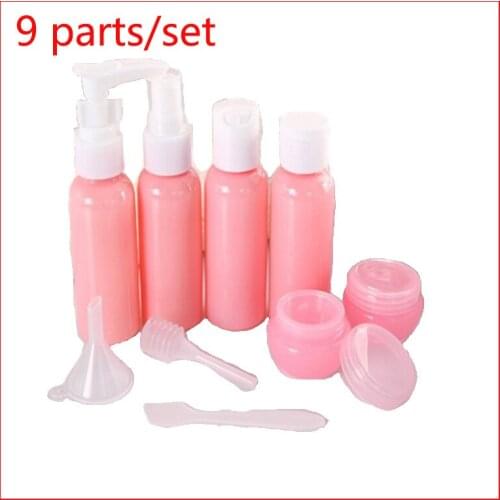 9Pcs/bag empty Travel Mini spray bottle Sets Cosmetic Personal Hygiene Travel Refillable Bottles Lotion Makeup Tools