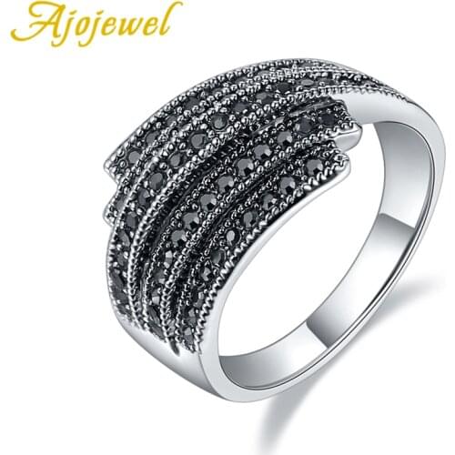 Ajojewel Size 7-9 Geometric Asymmetrical Line Ring For Men And Women Vintage Style Simple Finger Ring Fine Engagement Ring Gift