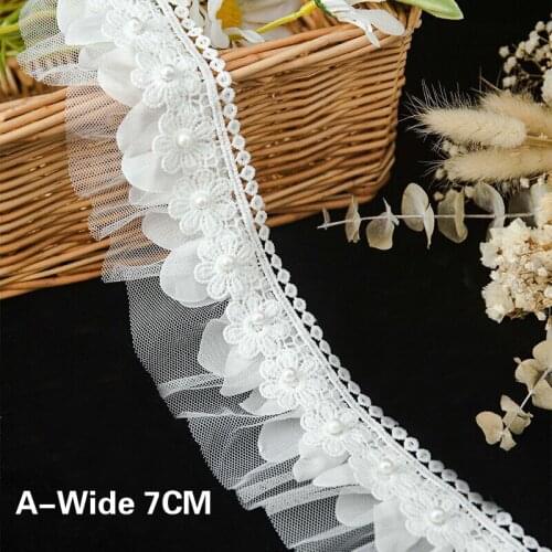 White Lace Fabric Pearl Embroidery Needlework Lace Ribbon Sewing Accessories And Supplies Dress Curtains Diy Handmade Material
